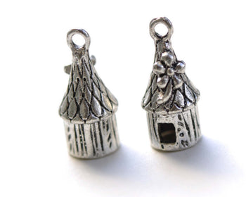 Flower Bird House Pendants 3D Charms 7x18mm Set of 10 A8240