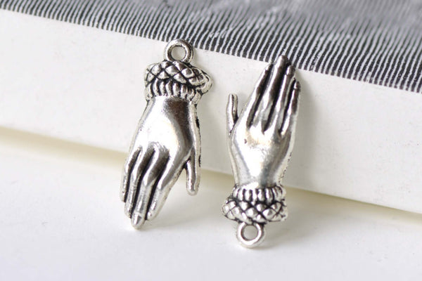 Antique Silver Elegant Lady Hand Charms 10x26mm Set of 20 A8254