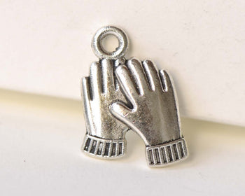 Antique Silver Mitten Gloves Charms Set of 20 Pairs A8255