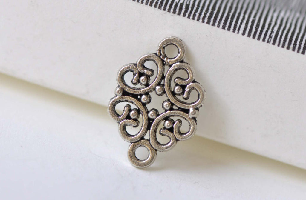 Antique Silver Filigree Connector 13x20mm Set of 30 A8257