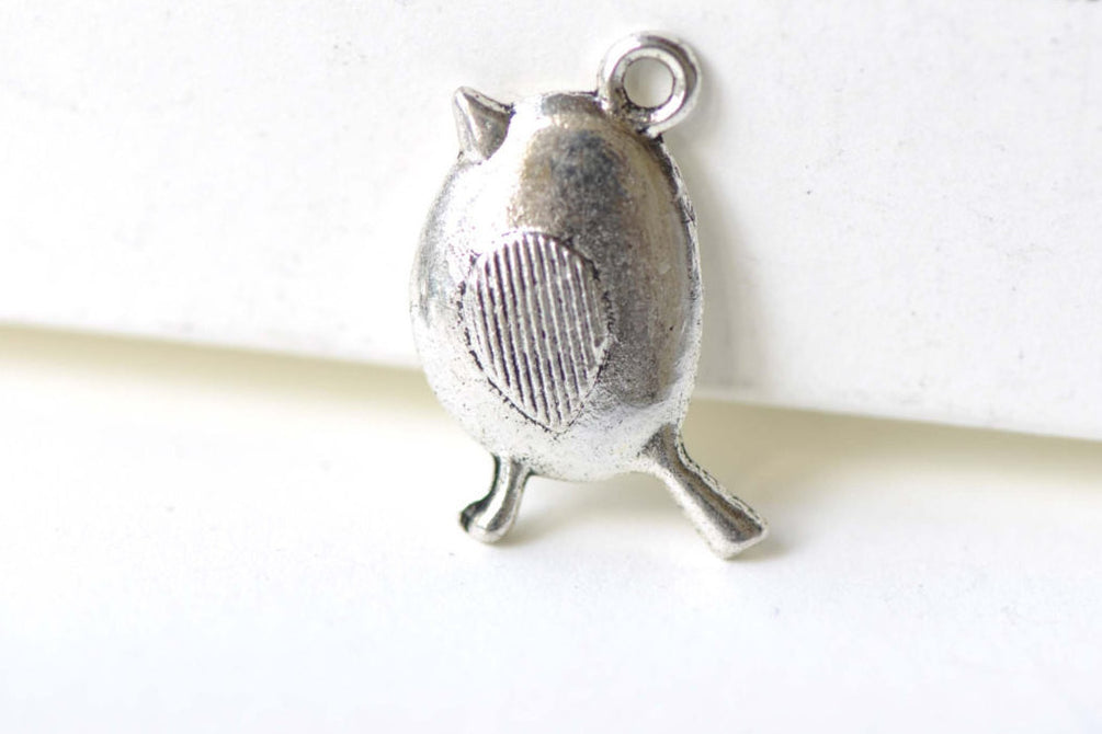 Antique Silver Fat Baby Bird Charms 12x19mm Set of 20 A8259