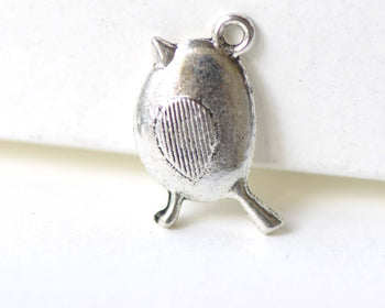 Antique Silver Fat Baby Bird Charms 12x19mm Set of 20 A8259