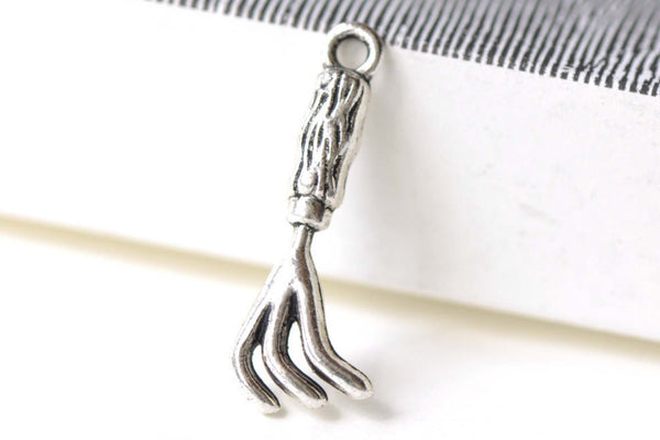 Antique Silver Rake Fork Tool Charms 10x26mm Set of 10 A8269