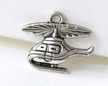 Antique Silver Chopper Helicopter Charms  16x19mm Set of 20 A8271