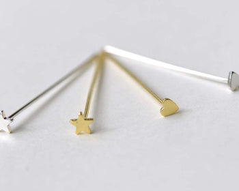 Shiny Silver/Gold Star Heart Headpins High Quality Set of 20