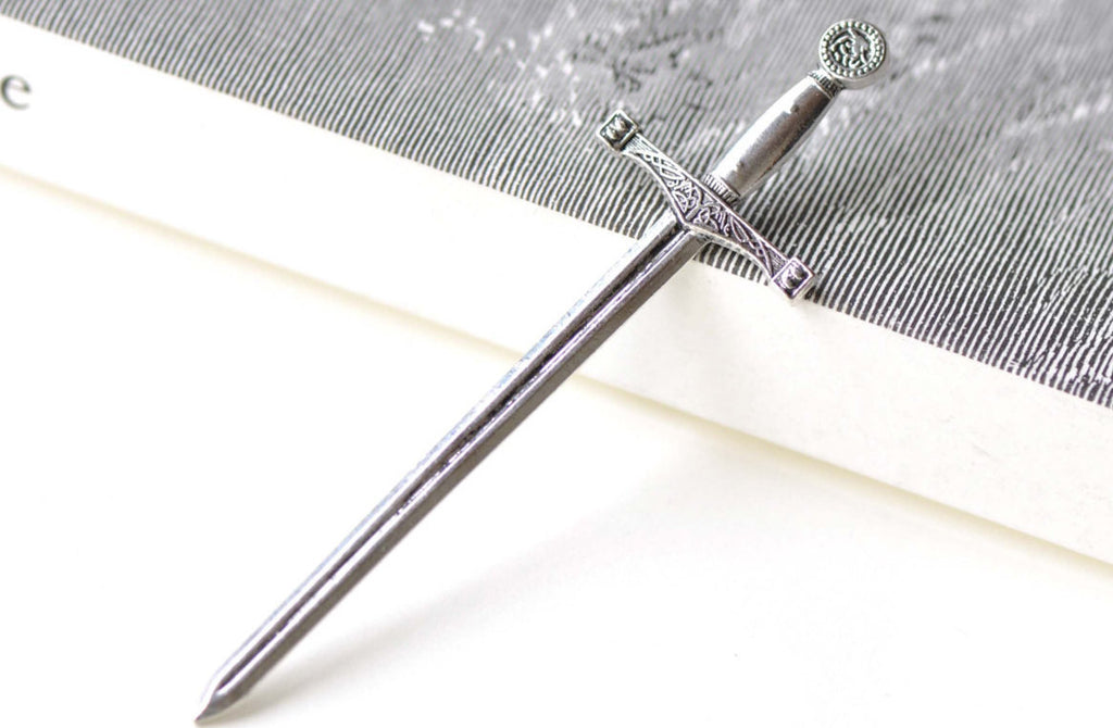 Antique Silver Long Sword NO LOOP 25x85mm Set of 10 A8273