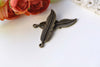 Long Feather Charms Antique Bronze Pendant 11x45mm Set of 10 A8297