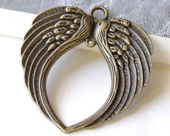 Large Angel Wings Connectors Antique Bronze Pendants Set of 2 A8298