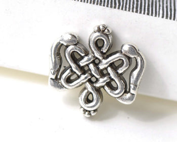 Chinese Knot Beads Antique Silver Finish 18x20mm Set of 10 A8309