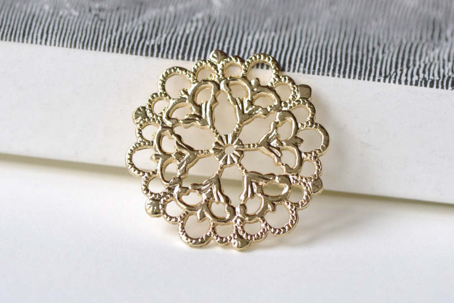 10 pcs Gold Flower Snowflake Connector Charm Embellishment A8342