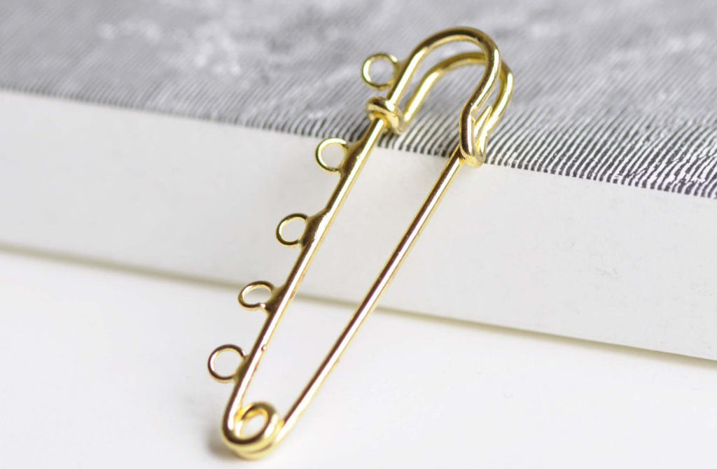 Gold Kilt Pins Five Loops Safety Pin Broochs Set of 10 A8344 – VeryCharms