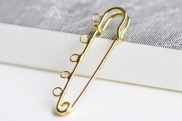 Gold Kilt Pins Five Loops Safety Pin Broochs Set of 10  A8344