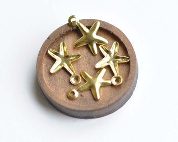 Gold Starfish Charms Sea Star Embellishments 8x11mm Set of 50 A8350