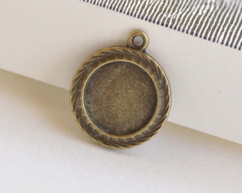 Bronze Round Tray Base Settings Match 12mm Cabochon Set of 10  A6845