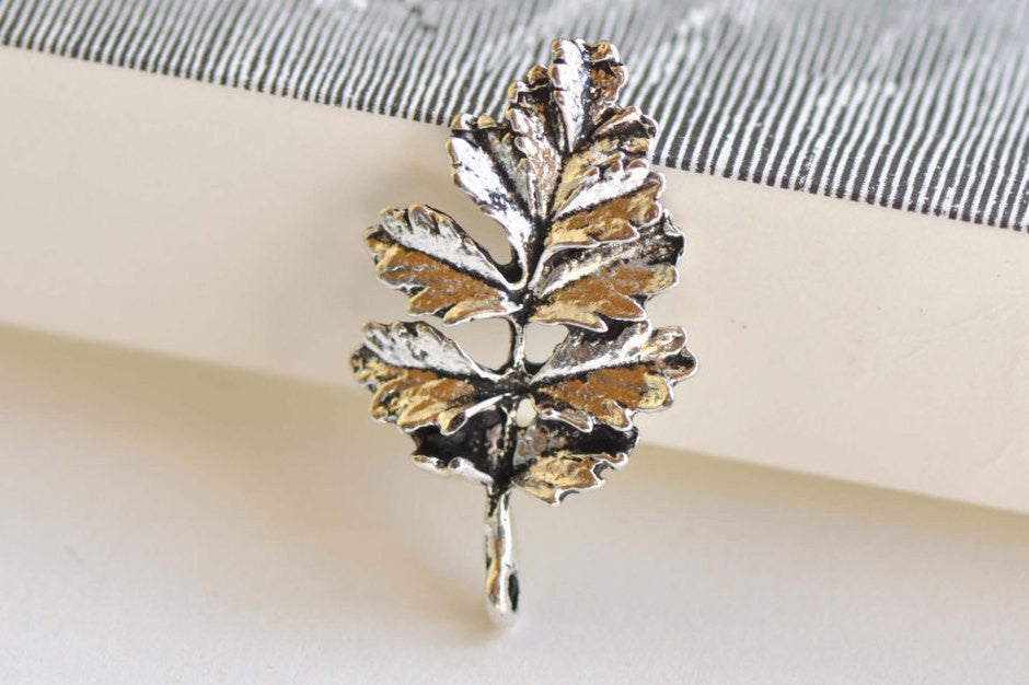 Silver Tree Charms Pendants Back Loop 18x31mm Set of 10 A3547