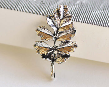 Silver Tree Charms Pendants Back Loop 18x31mm Set of 10 A3547