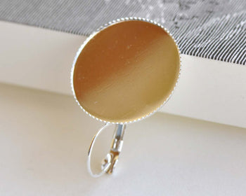 Silver French Earwire Earring Base Setting Set of 10