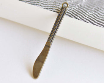 Antique Bronze Dinner Knife Charms 6x53mm Set of 10 A8358