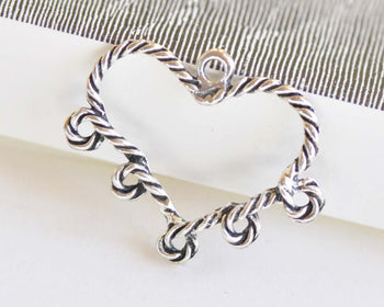 Antique Silver Heart Chandelier Earring Drop Pendant Set of 10 A8359