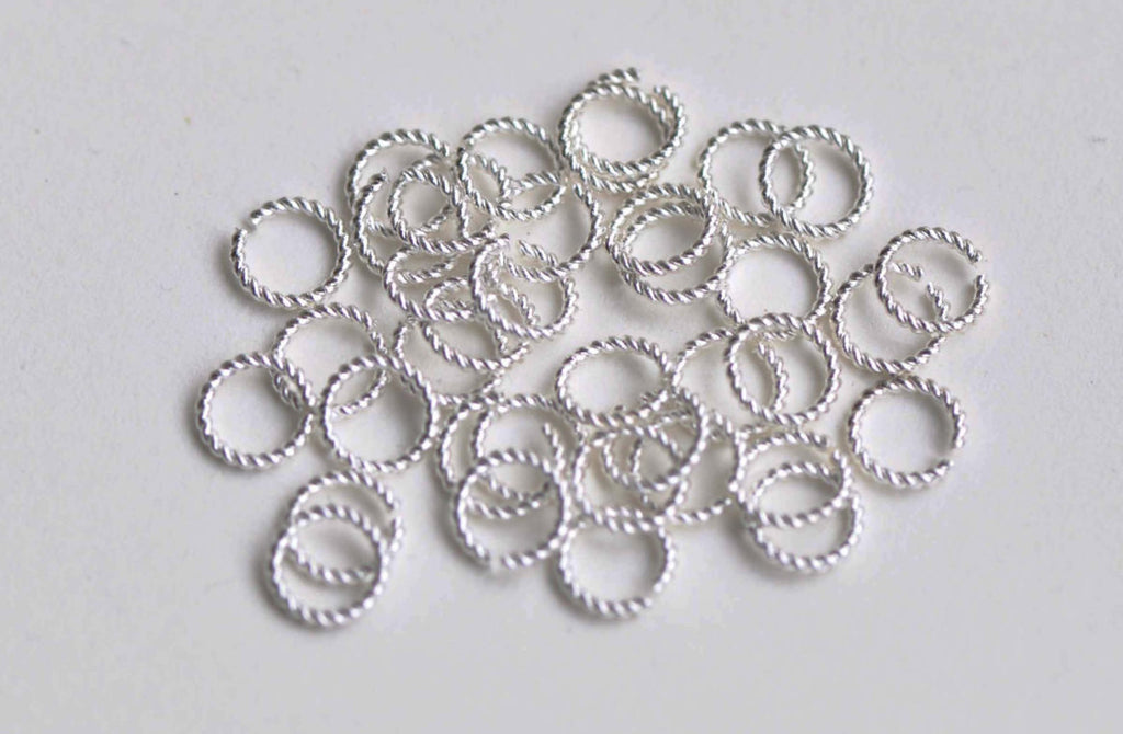 Shiny Silver Twisted Coiled Jump Ring 6mm/8mm 16 gauge Set of 20