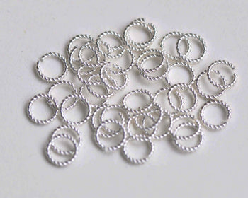 Shiny Silver Twisted Coiled Jump Ring 6mm/8mm 16 gauge Set of 20