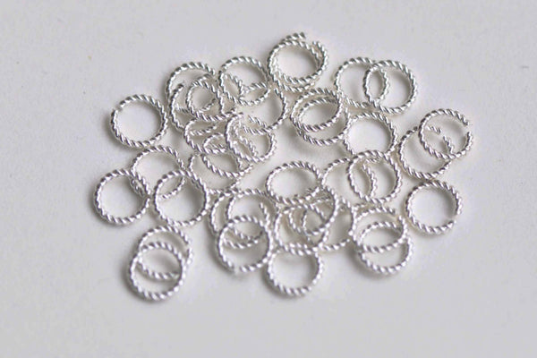 Shiny Silver Twisted Coiled Jump Ring 6mm/8mm 16 gauge Set of 20