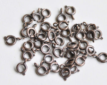 Antique Copper Brass Spring Ring Clasps 6mm Set 50 A8270