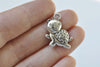 Antique Silver Little Happy Turtle Charms 14x23mm Set of 20 A8419
