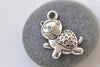 Antique Silver Little Happy Turtle Charms 14x23mm Set of 20 A8419