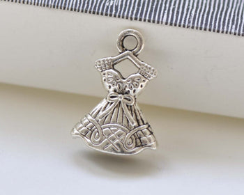 Antique Silver 3D Evening Gown Dress Charm Pendants Set of 20 A8420