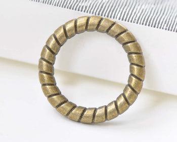 Antique Bronze Thick Coil Loop Circle Rings Charms Set of 10 A8438