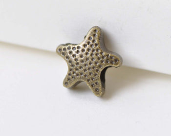 20 pcs Antique Bronze Large Hole Starfish Beads 12x13mm A8465