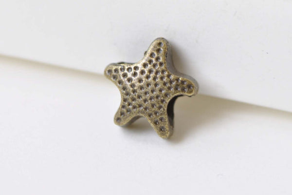 20 pcs Antique Bronze Large Hole Starfish Beads 12x13mm A8465