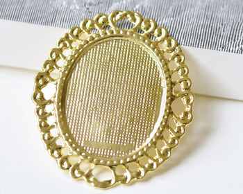 6 pcs Gold Pendant Tray Settings Blank Match 30x40mm Cabochon A8507