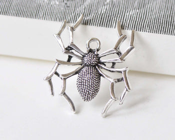 6 pcs Antique Silver Large Spider Pendants Charms 30x34mm A8514