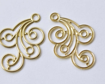Raw Brass Filigree Floral Embellishments Stamping Set of 20 A8532